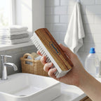 Laundry scrub brush with durable nylon bristles