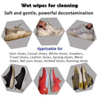 Quick and effective shoe cleaning wet wipes, perfect for travel.