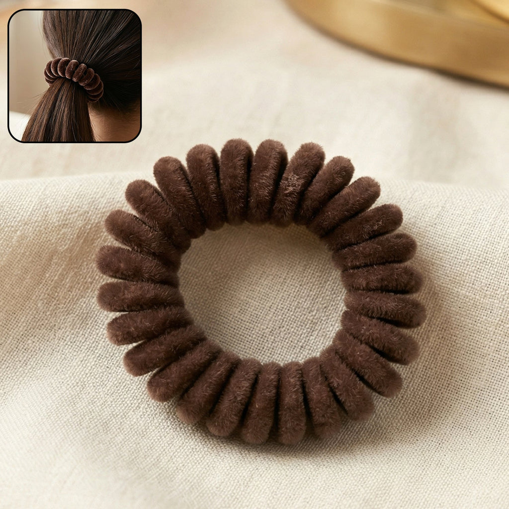 Soft stretchable telephone wire hair band with spiral design
