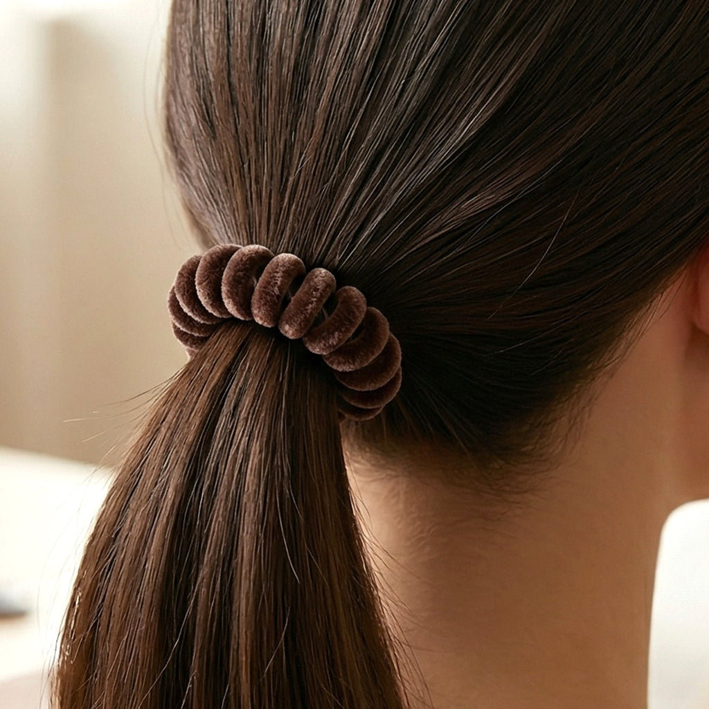 Waterproof telephone wire coil hair band in stretchable design