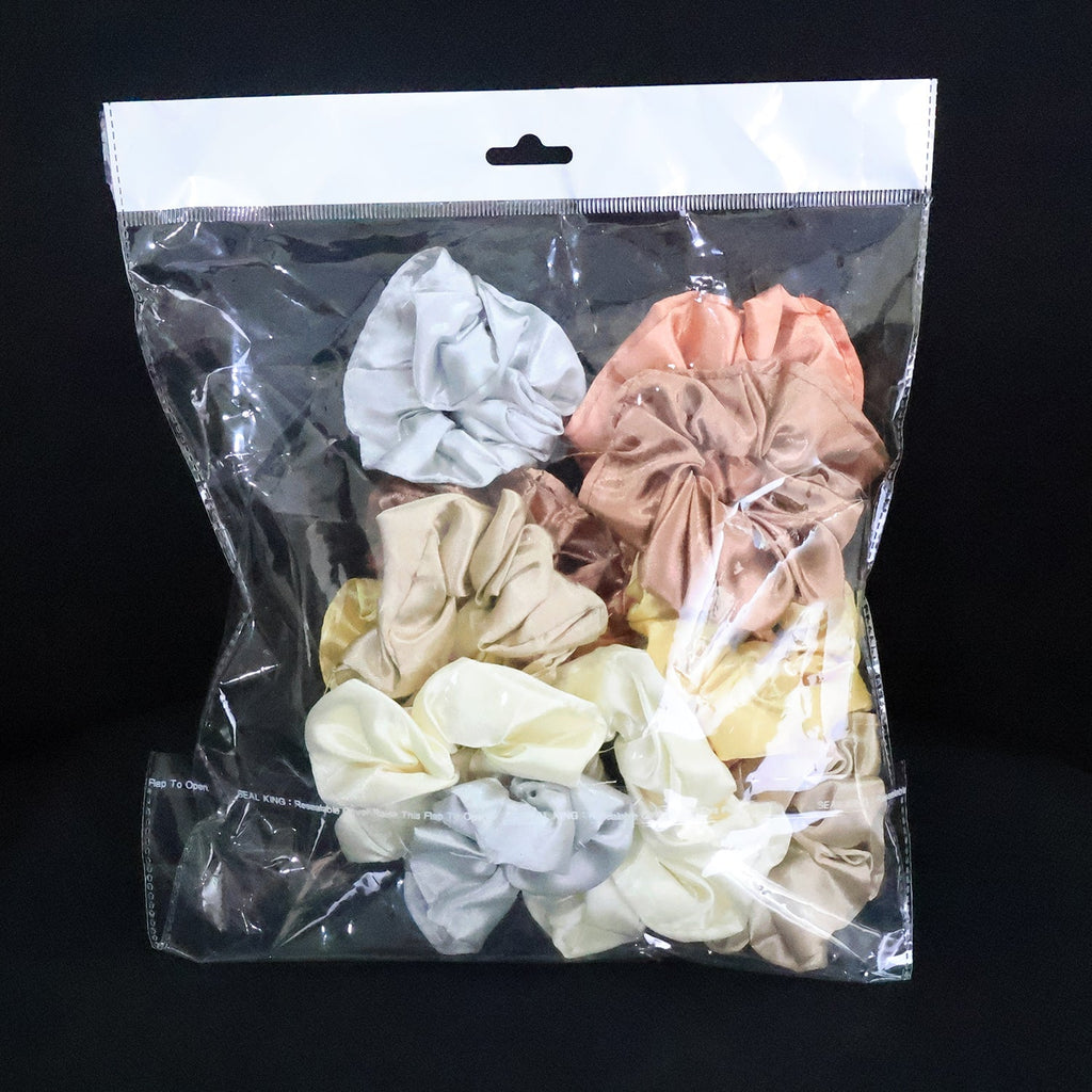 Collection of satin hair ties showcasing a variety of color options