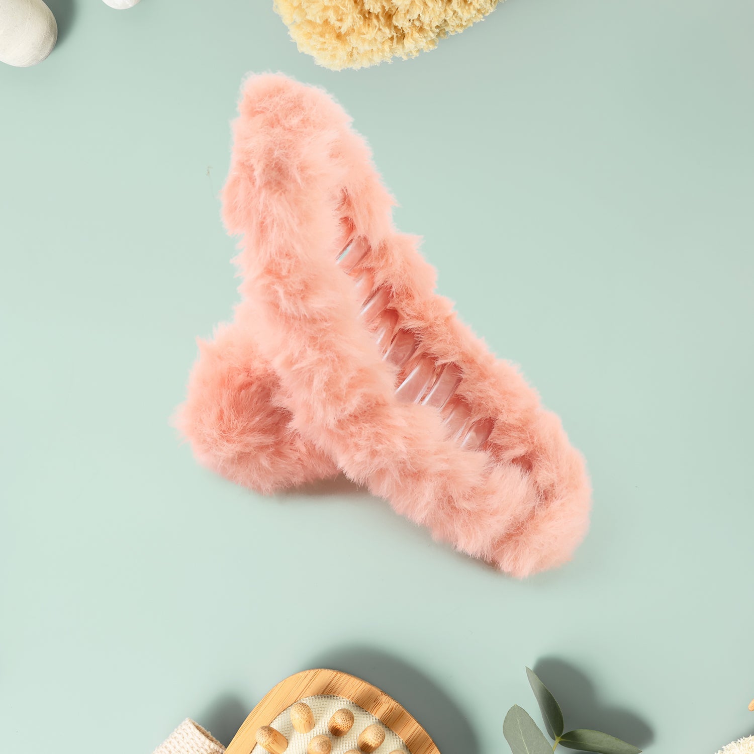 Fashionable fur coated hair clutcher clip set for women and girls