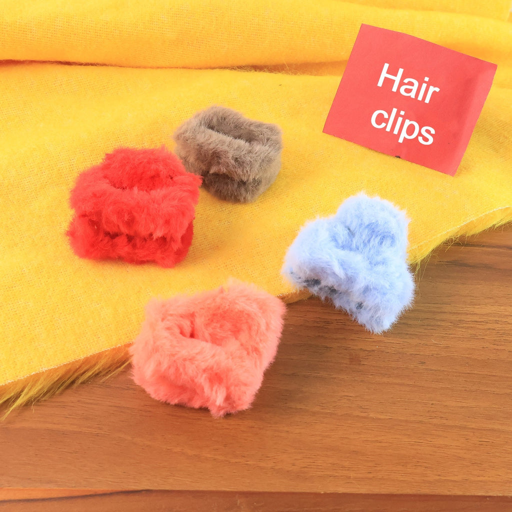 Soft plush small hair claw clip for stylish hair styling and daily use