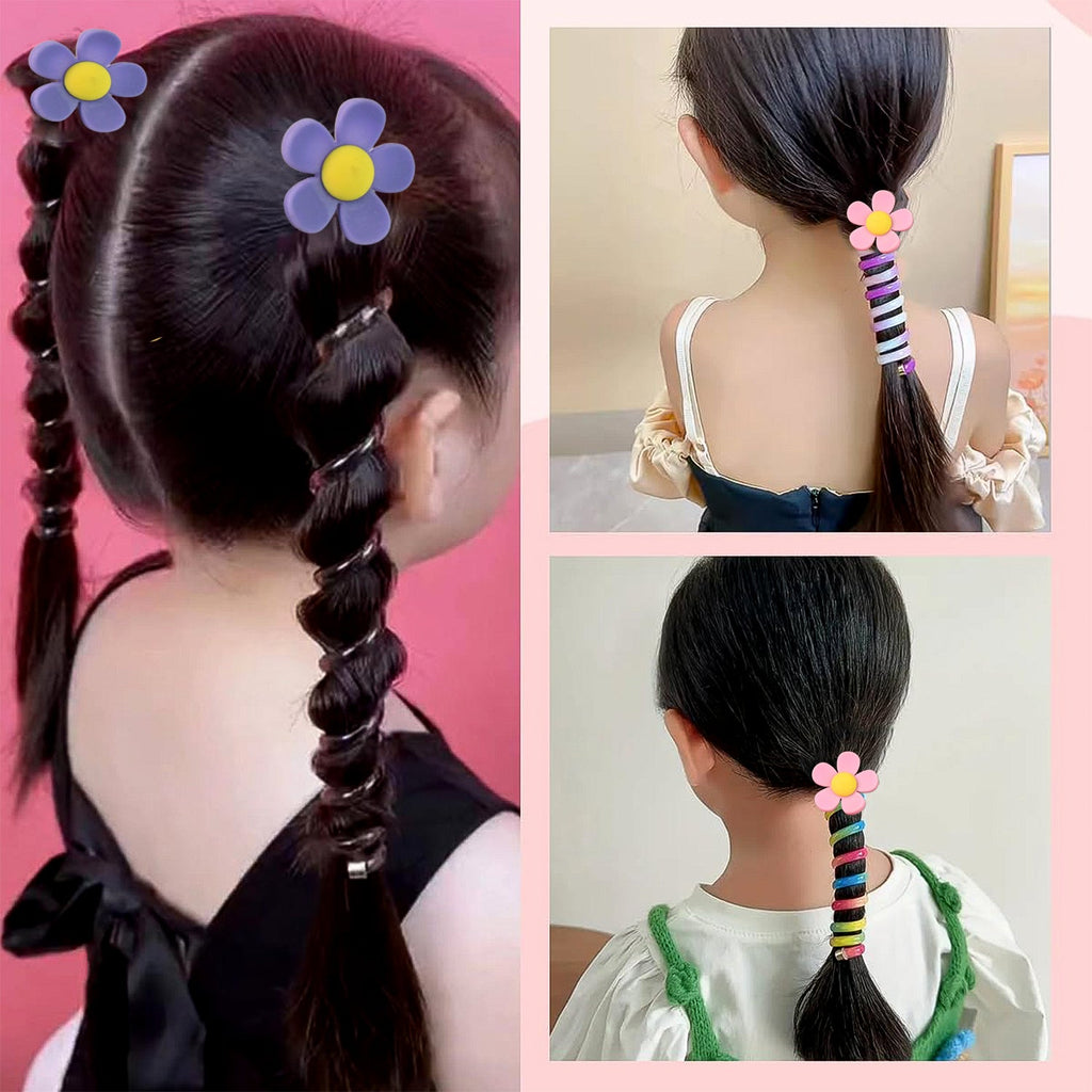 Cute Cartoon Phone Cord Spiral Hair Ties for Little Girls