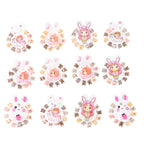 Packaging showing 12 cards of pastel bear mini claw hair clips for girls.
