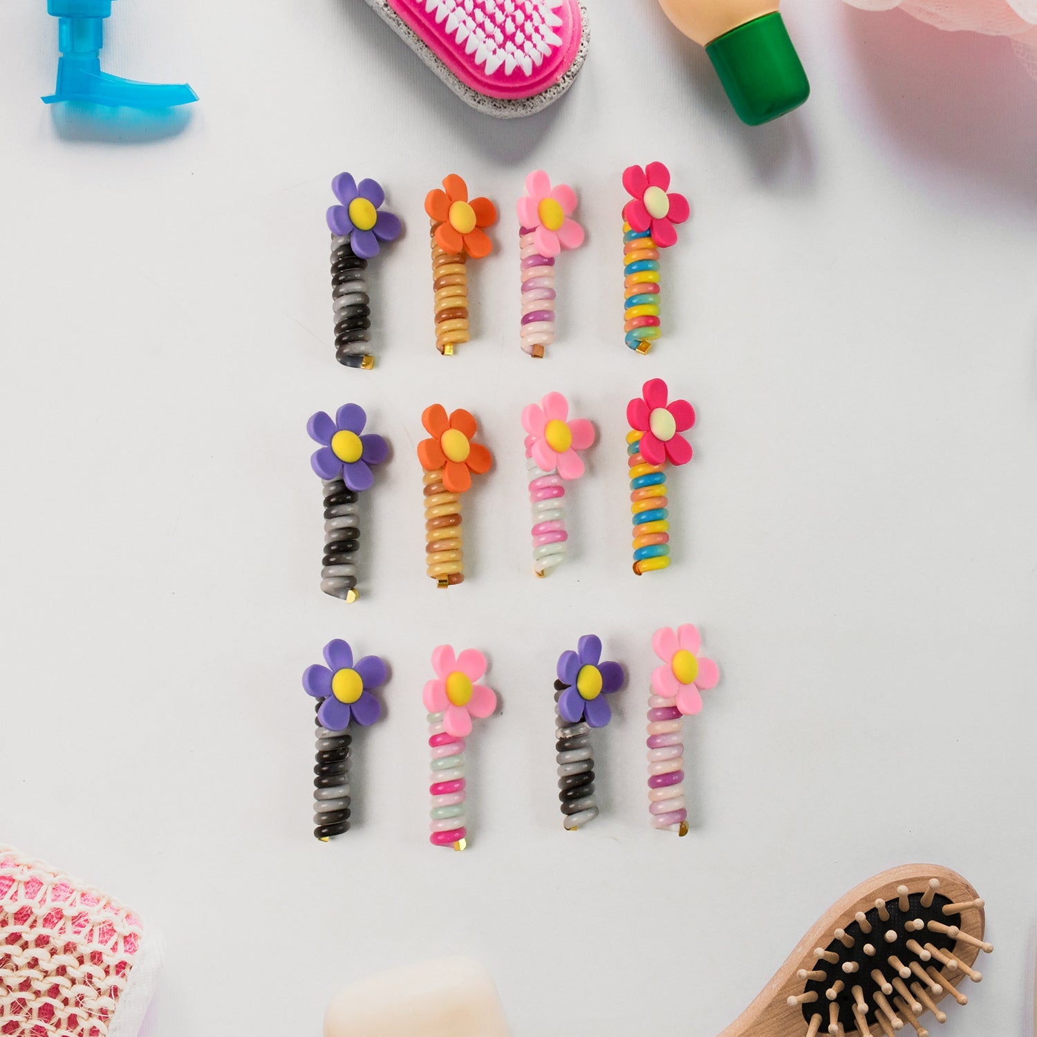 Telephone Wire Hairbands Display Featuring Various Cute Designs