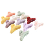 Multicolour soft fur covered hair claw clips ideal for parties and gifting