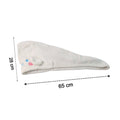 Size dimensions of microfiber hair drying towel wrap with button closure