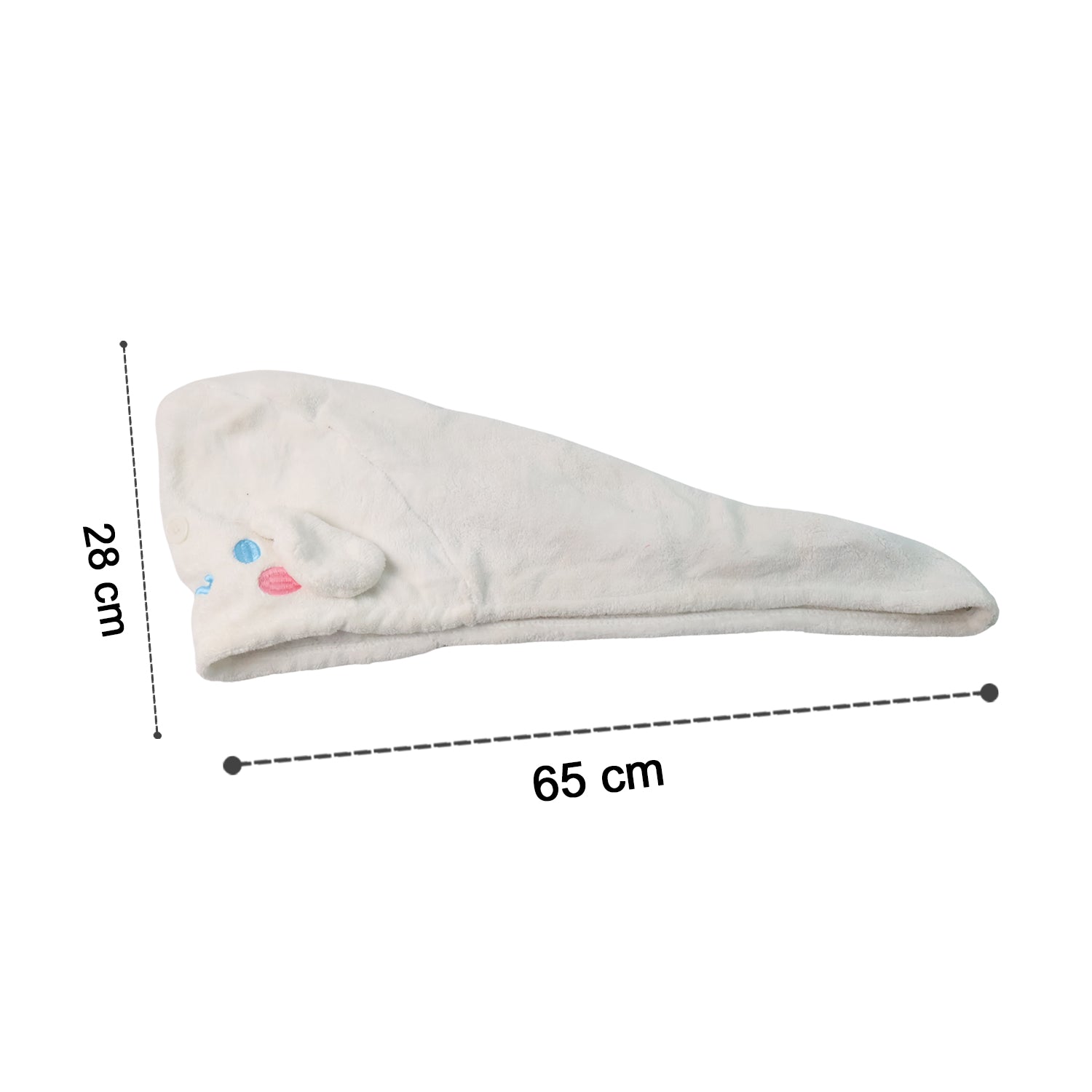 Size dimensions of microfiber hair drying towel wrap with button closure