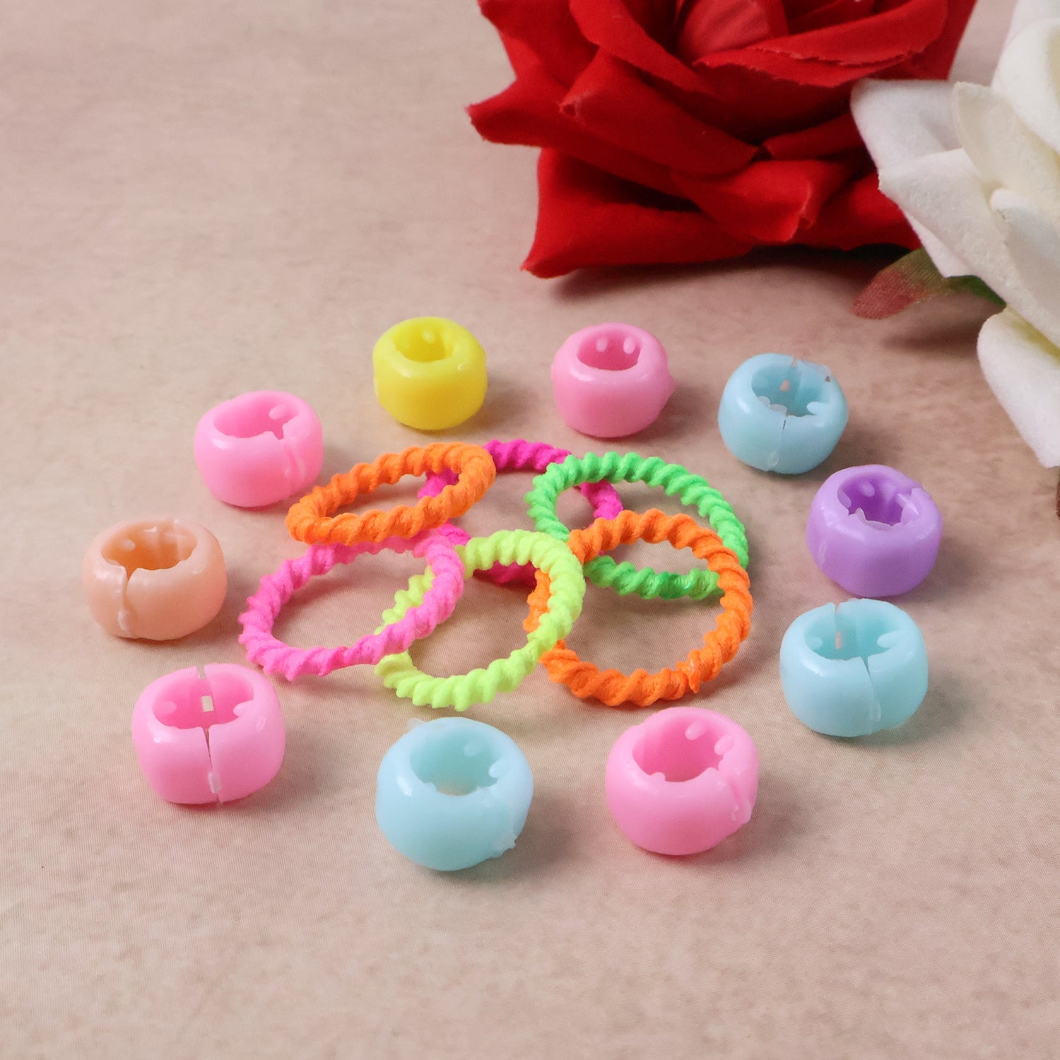 Girls hair clip set featuring pastel hairbands and crown clips on white background