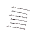 Multiple medium black hair bobby pins arranged together