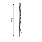 Big black hair bobby pins showing size comparison and grip texture