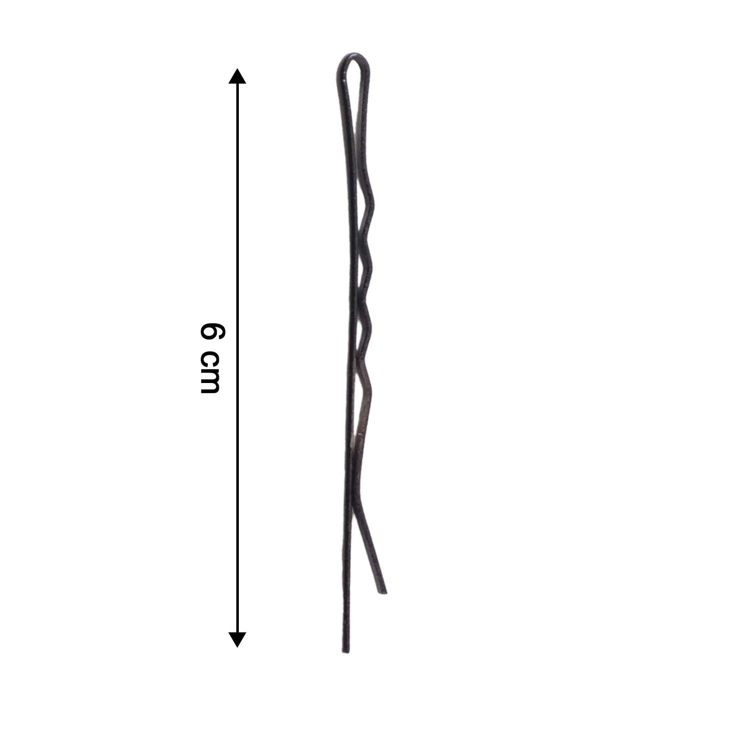 Big black hair bobby pins showing size comparison and grip texture