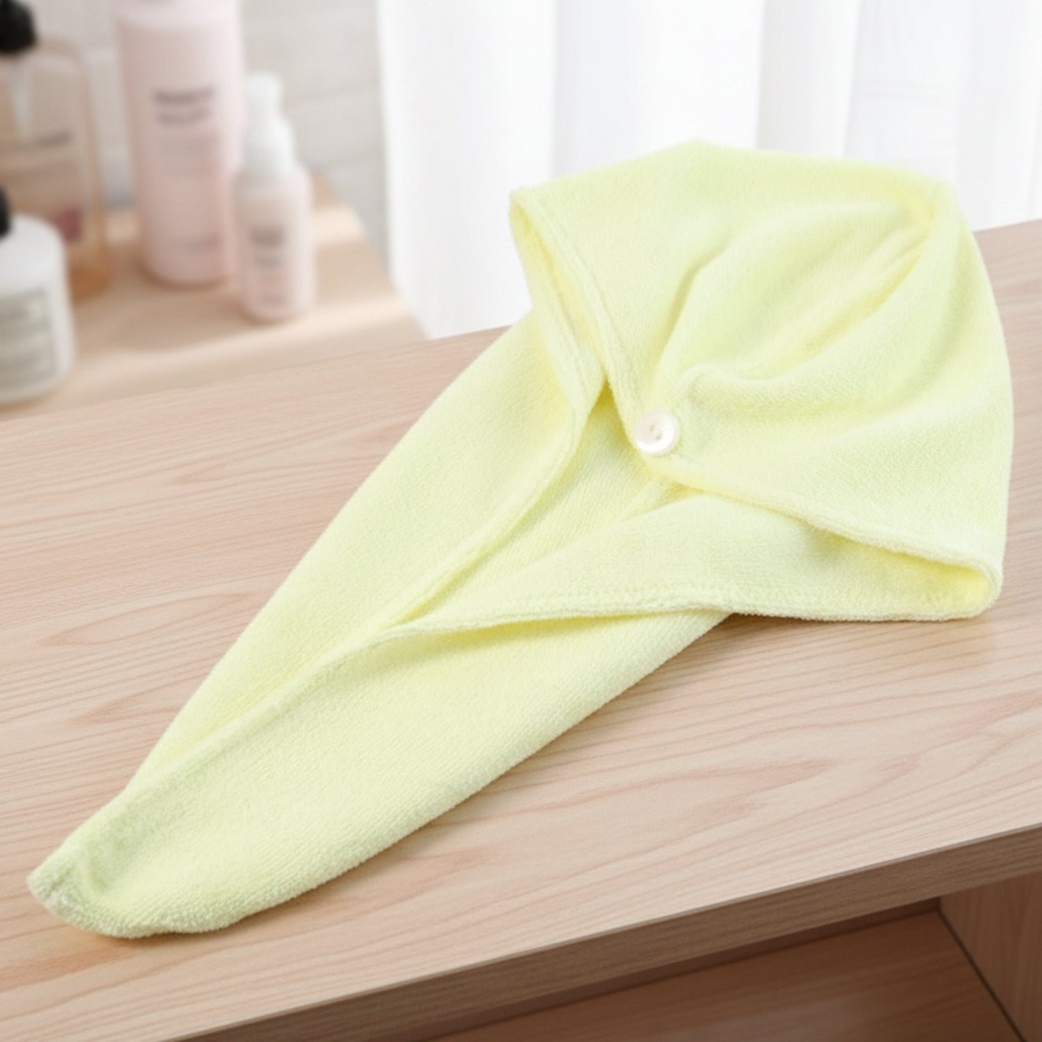 Interior fabric detail of the VelvaBloom absorbent hair towel for superior drying.
