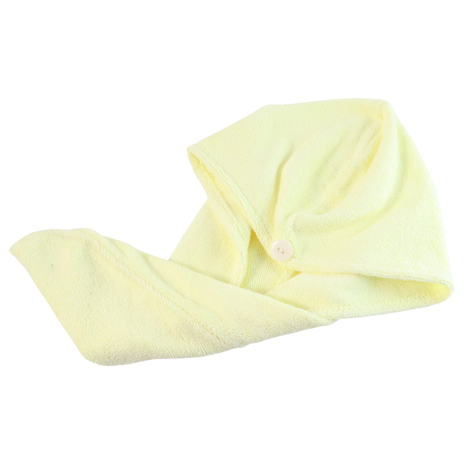 Back view of the VelvaBloom quick dry hair wrap, showing the button and loop.