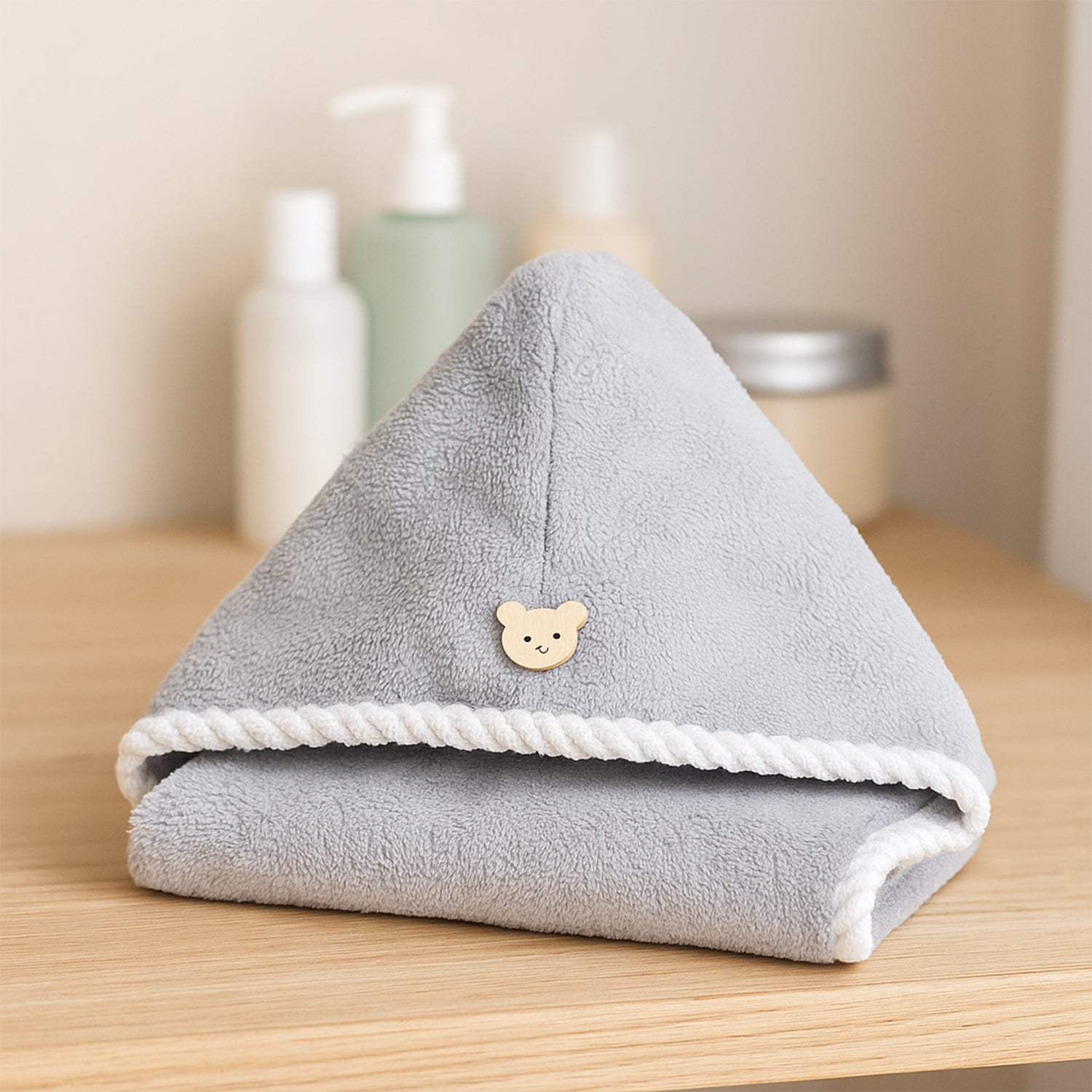 Front view of the Hair Drying Towel Wrap, showcasing its soft texture.
