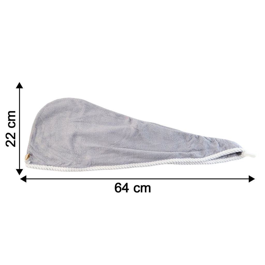 Size chart illustrating the dimensions of the hair drying towel wrap.