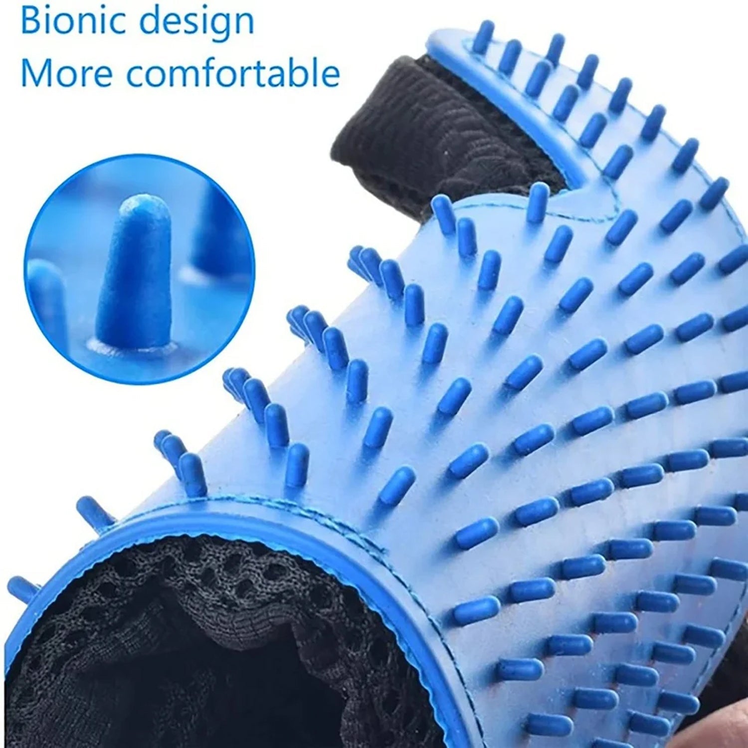 A hand wearing the pet deshedding glove gently grooming a dog's fur.