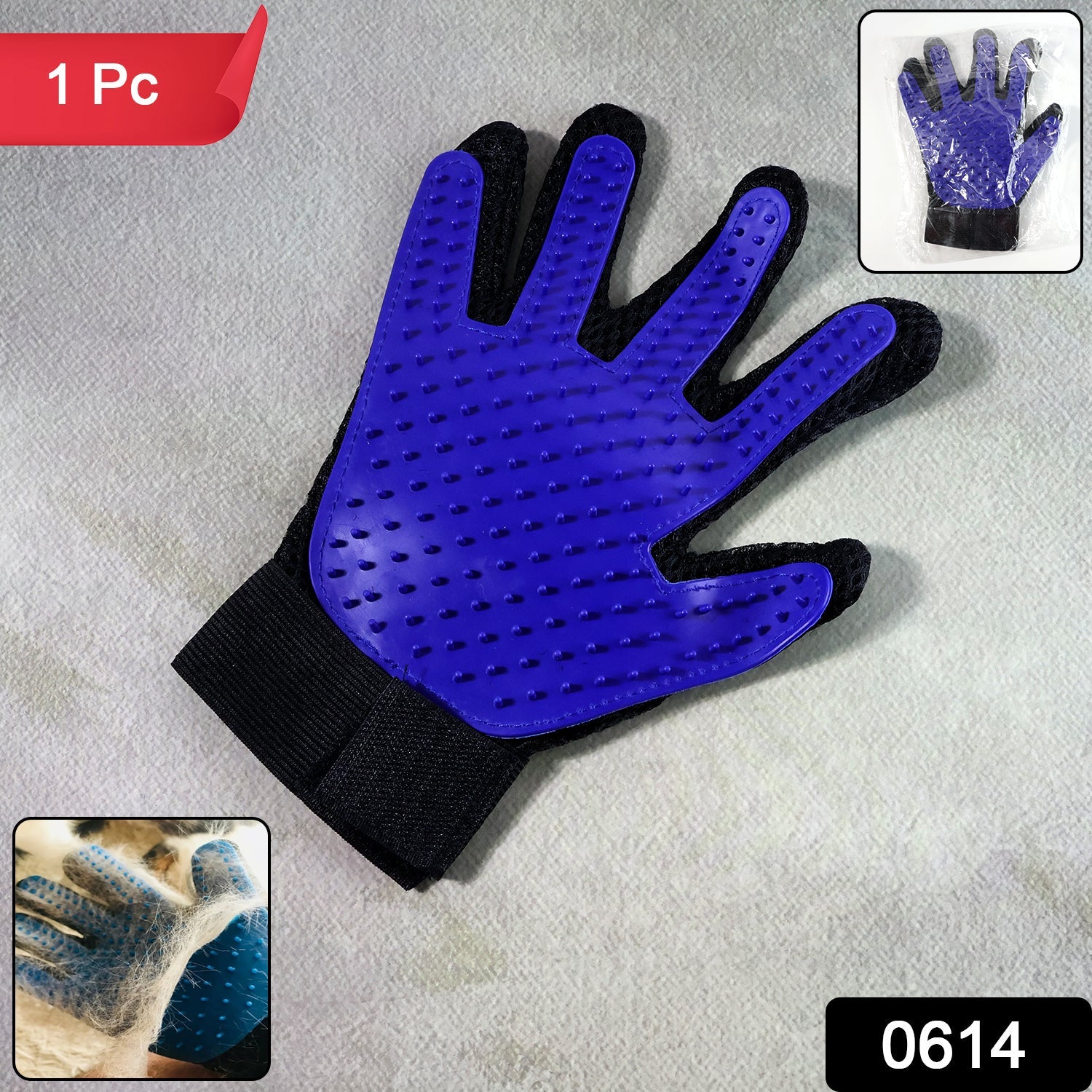 Close-up of the soft silicone grooming tips on the pet deshedding glove.