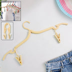 Foldable cloth hanger with dual clips for space-saving laundry drying