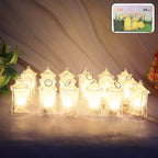 Set of 24 LED decorative hexagonal lantern lights emitting warm flickering glow