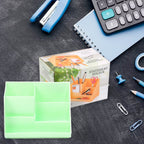 Side view of the compact stationery holder on a clean desk.