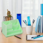 Desk organizer with its packaging, highlighting the product and brand.