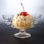 Set of six premium clear glass bowls for party dessert serving