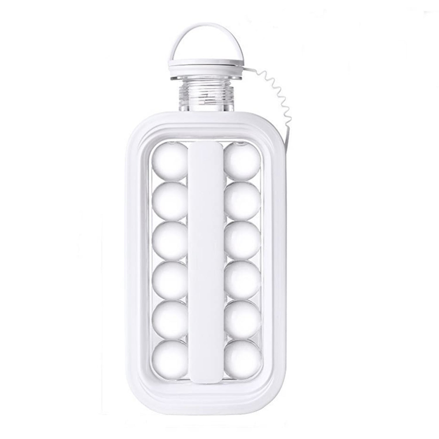 Detailed view of the ice ball maker section of the versatile foldable ice tray.