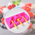 Colorful reusable ice candy mould maker set on a white background.