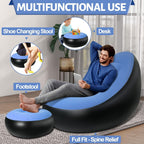 Portable inflatable air sofa with footstool for versatile seating