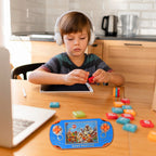 Kids eagerly enjoying the classic handheld squeeze bubble game toy, fostering focus.