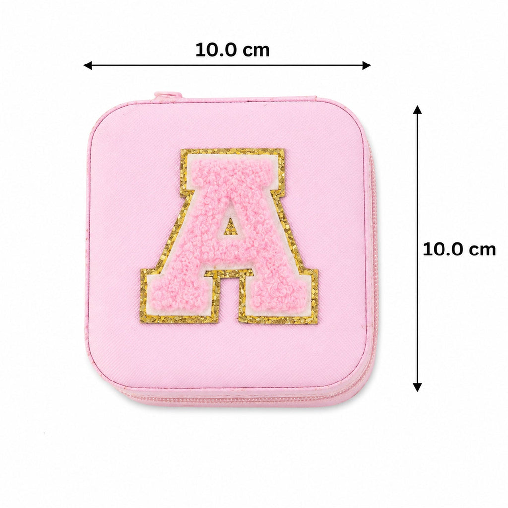 Close-up of the premium PU leather texture and smooth zipper of the Mini Travel Jewellery Box.