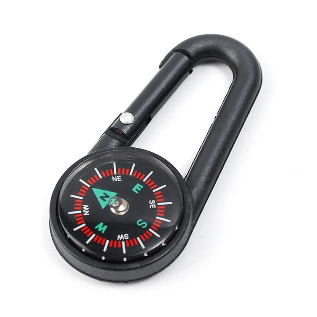 Mini compass with clip displayed on a plain background, focusing on its functional features.