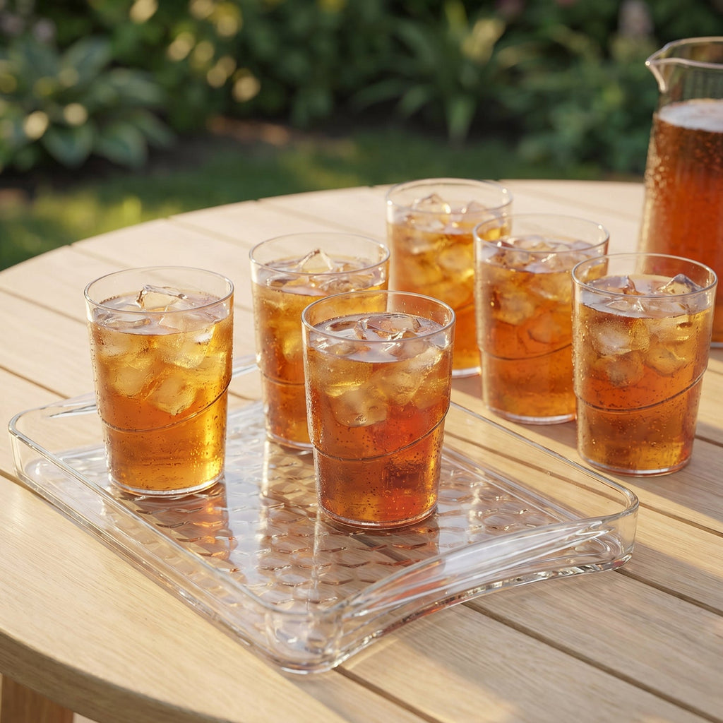 Serving glass set with tray, perfect for family and guests