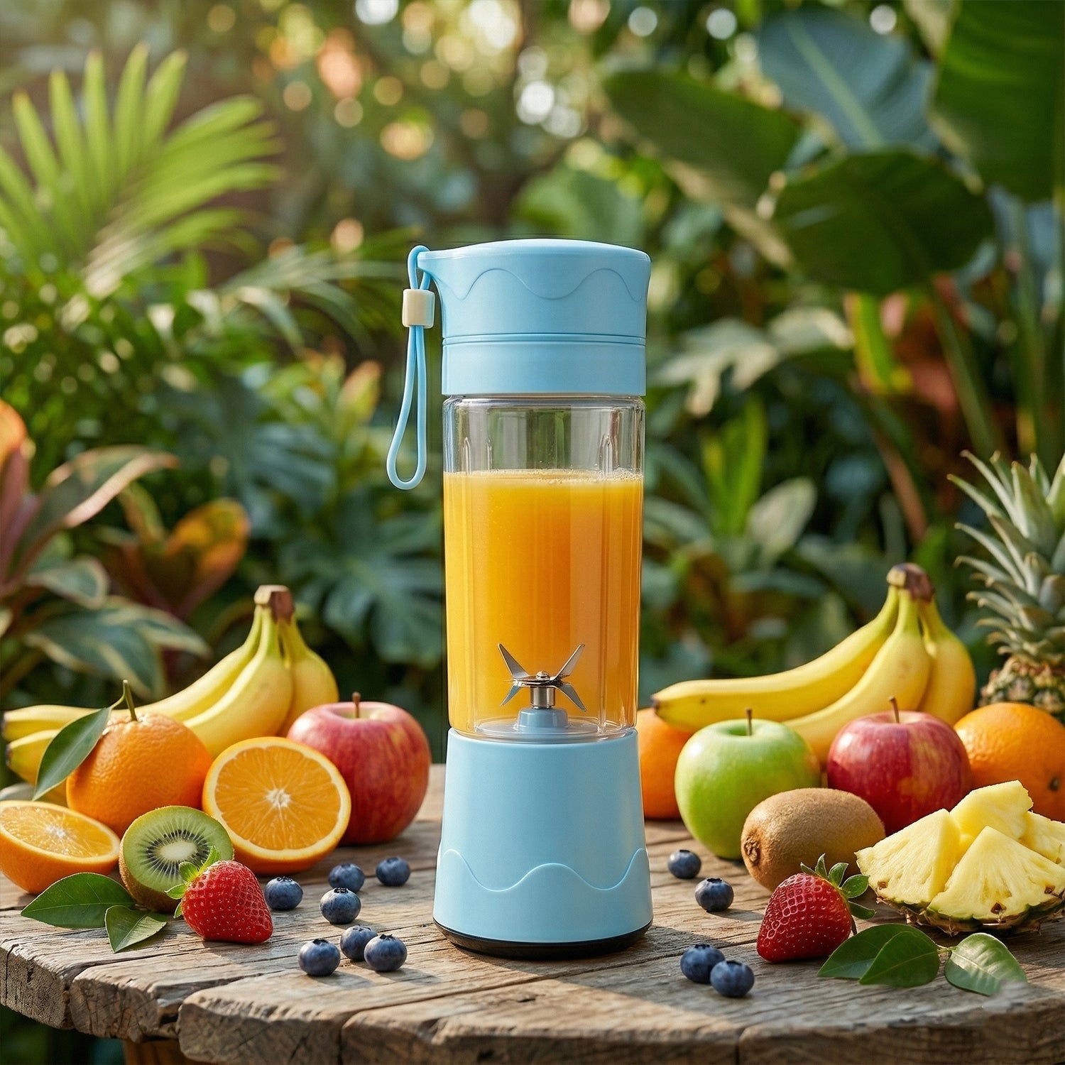 Electric mini juicer and blender for travel and daily healthy drinks