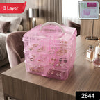 Open transparent craft storage box showing adjustable compartments for beads and jewelry