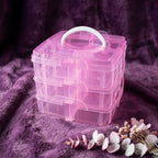 Portable clear craft storage box with sturdy handle for easy transport