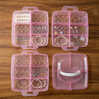 Close-up of transparent compartments in adjustable craft storage box