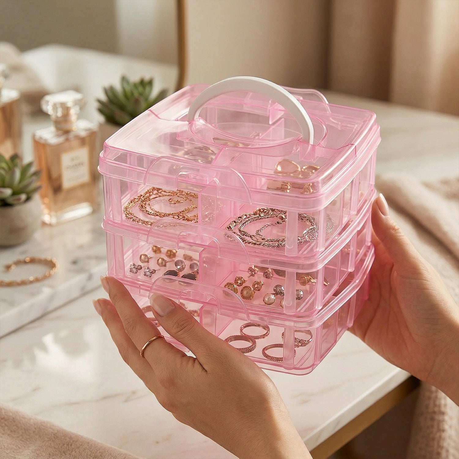Craft storage box with removable dividers for customizable organization