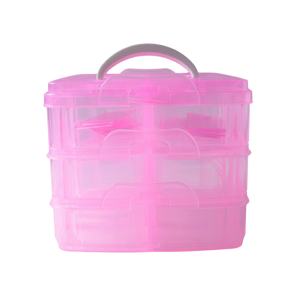 Organivo branded 3-tier plastic craft storage box with clear layers