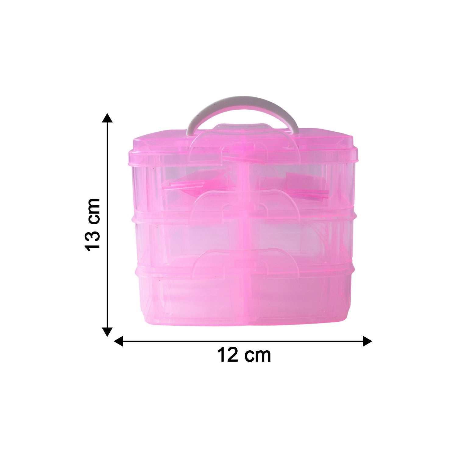 Adjustable compartments of clear plastic craft storage organizer
