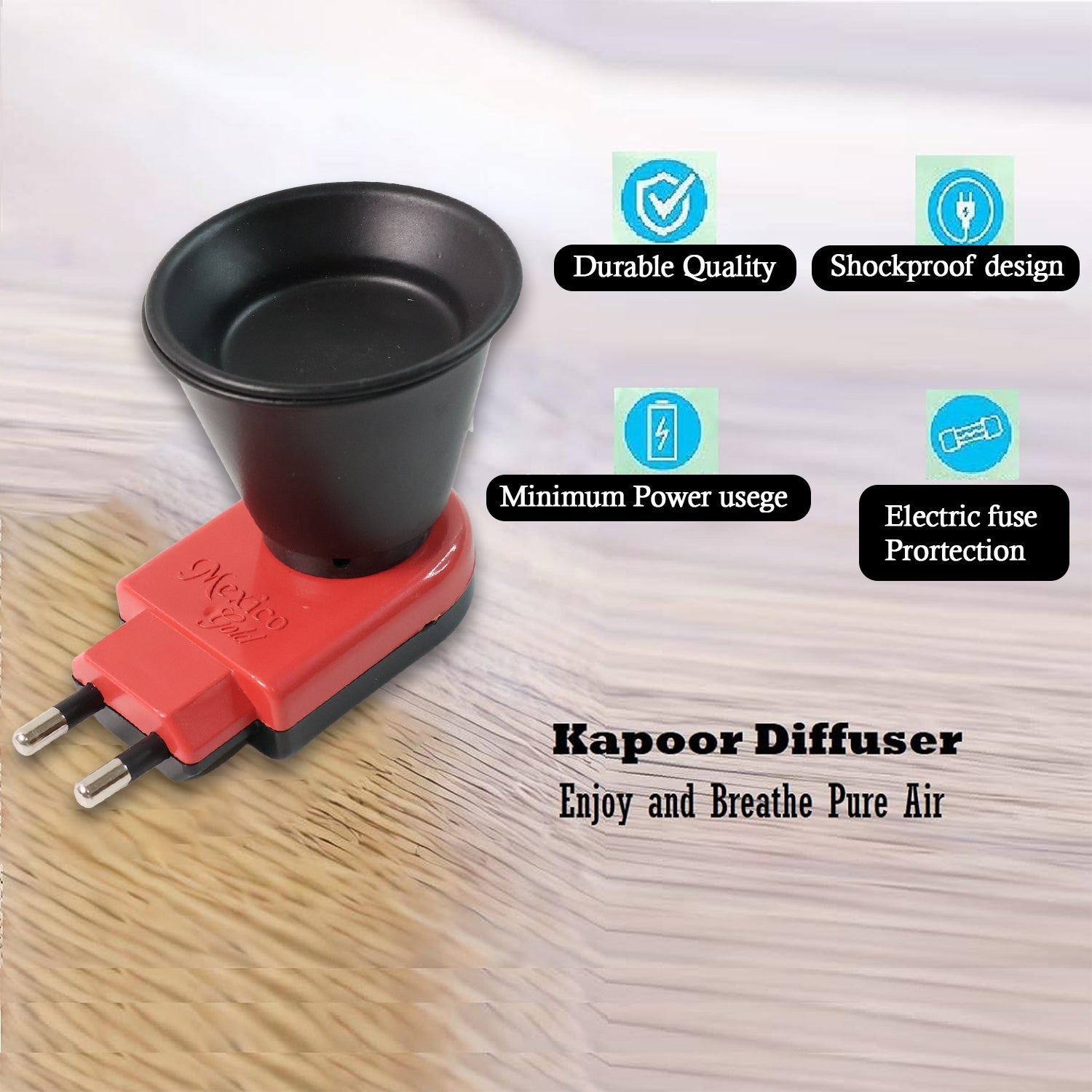 Side view of Electric Kapoor Dani Diffuser revealing sleek design and camphor slot