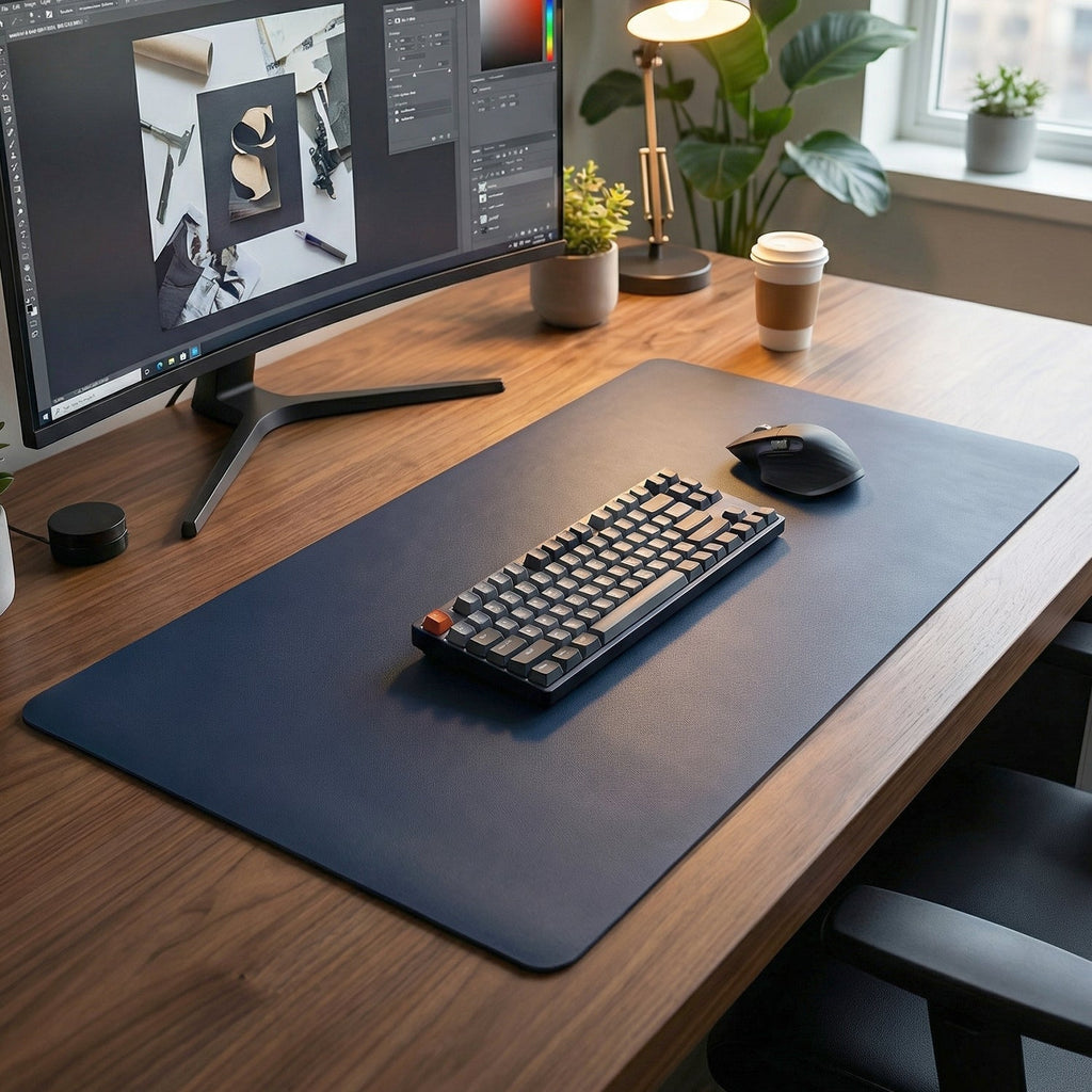 Large size black mouse pad for workstation and gaming setup