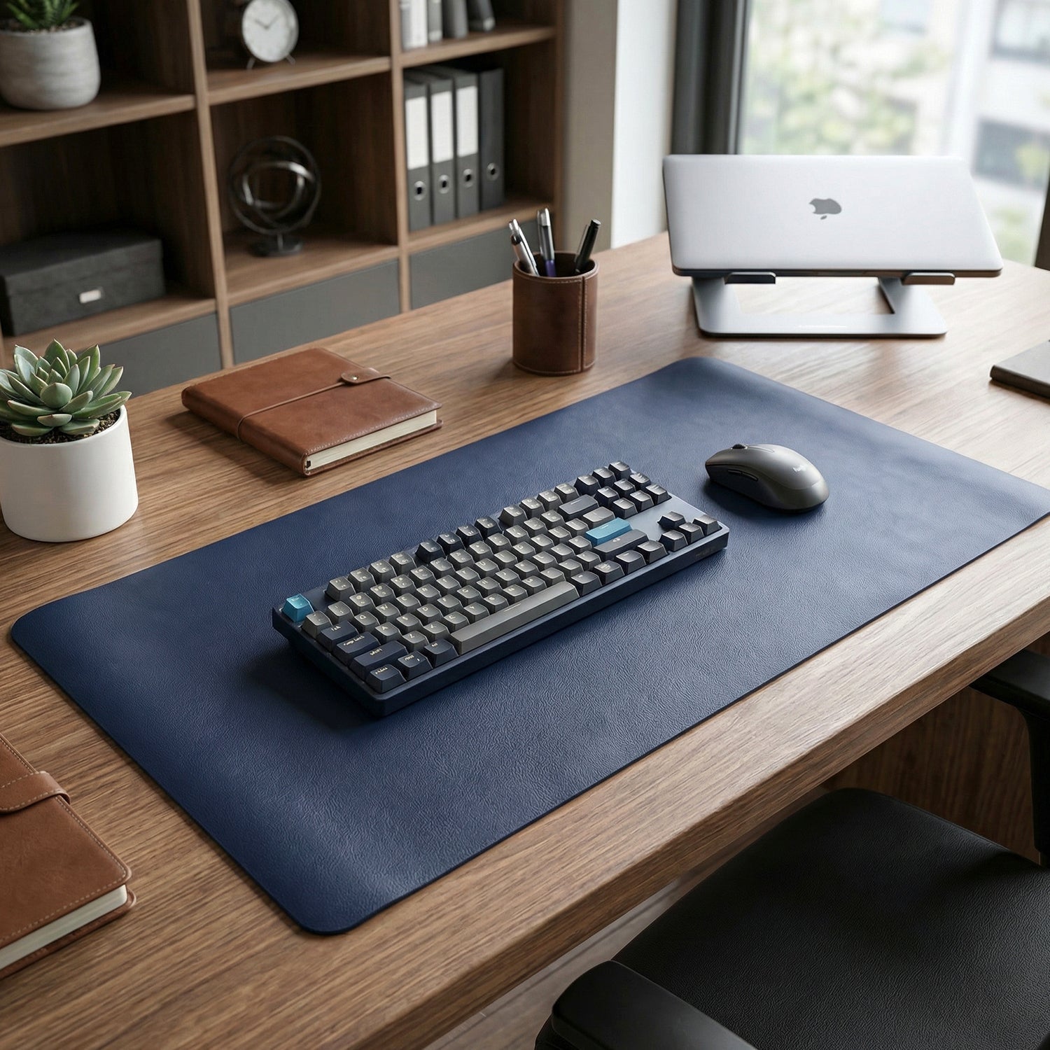 Office desk leather mat for organized workspace