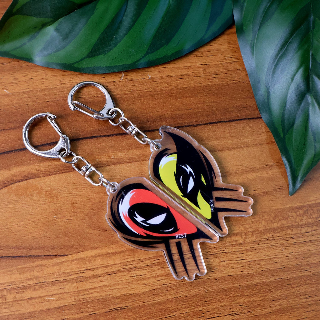 Best Friends Acrylic breakable keychain set with vibrant cartoon design