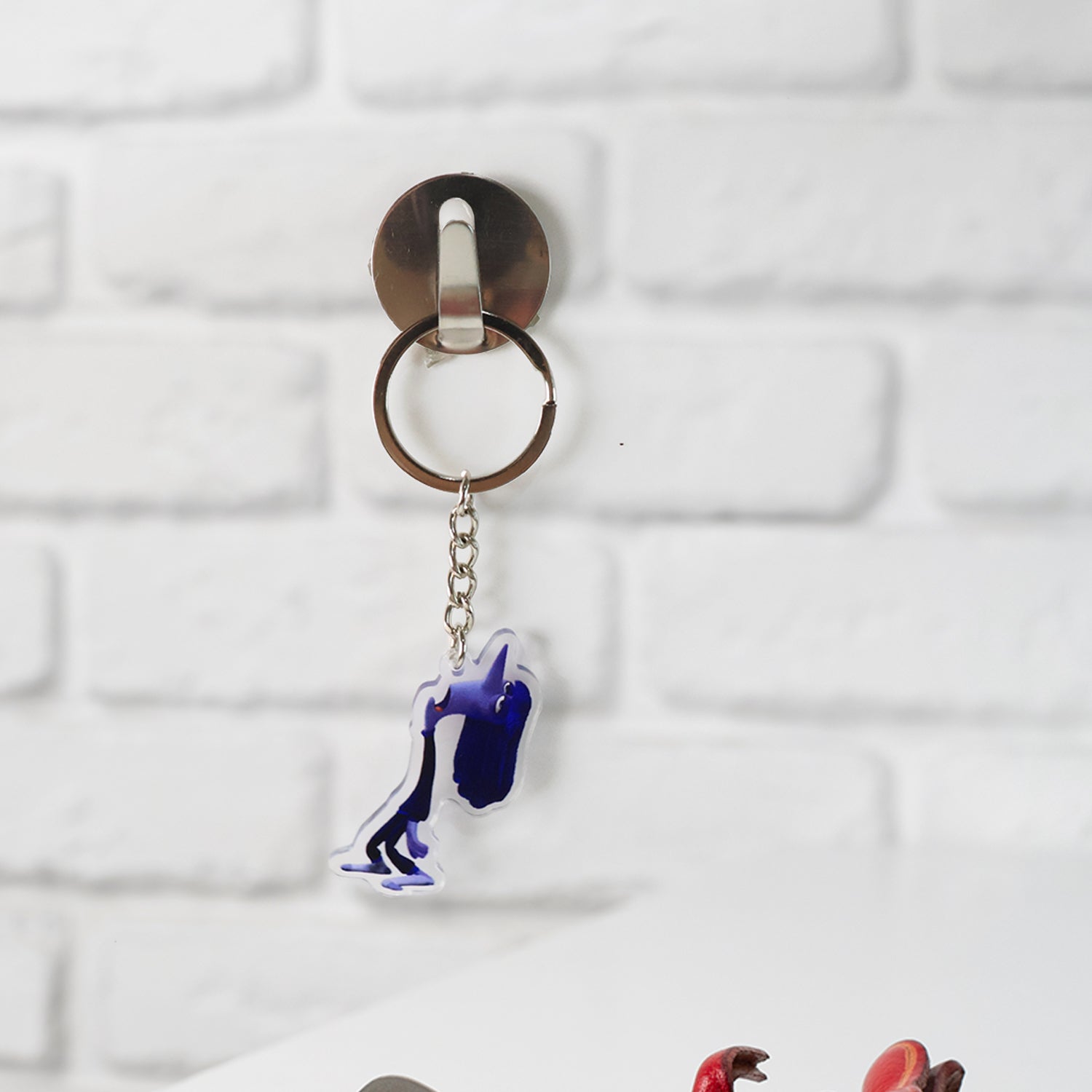 Cartoon character acrylic keyring hanging with sturdy metal ring attached
