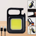 Rechargeable keychain flashlight with 4 light modes and magnetic base.