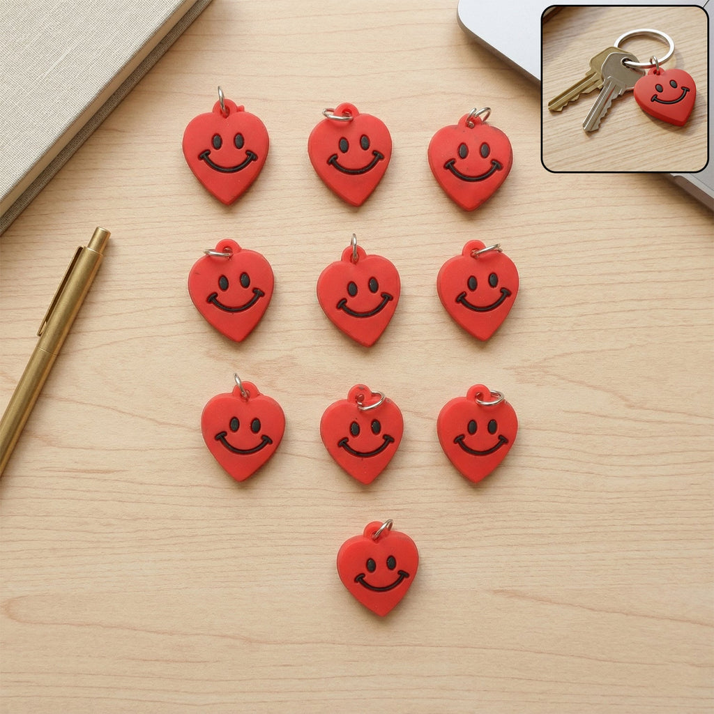 Colorful smiley heart keychain for bags and keys