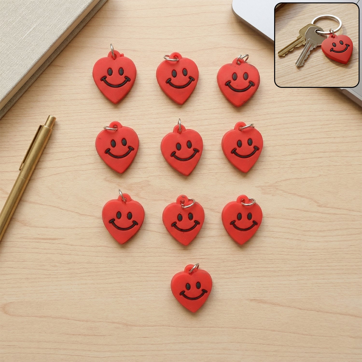 Colorful smiley heart keychain for bags and keys